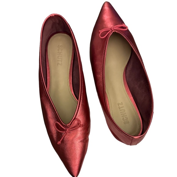 Schulz - Pink Metallic Pointy Toed Ballerina Flats.  Size 8, never worn. - Picture 3 of 5